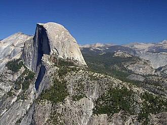 Half Dome, a quartz monzonite monolith in Yosemite National Park and part of the Sierra Nevada Batholith