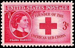 Clara Barton honored on a 1948 U.S. commemorative stamp