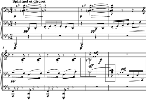 Debussy, "General Lavine" – excentric, bars 11–18