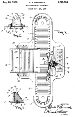 Drawing of a Brannock Device (from US Patent 1,725,334)