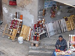 Traditional smoking pipes for sale in Lin'an, Jianshui County, China, 2016