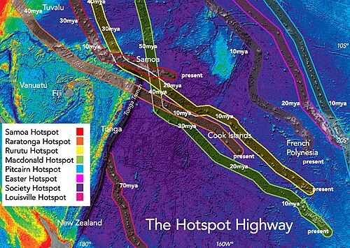 The Hotspot highway in the south Pacific Ocean