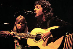 Paul McCartney with Linda McCartney in 1976