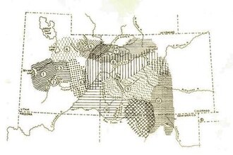 Distribution of Ute Indian bands: 1. Pahvant, 2. Moanunt, 3. Sanpits, 4. Timpanogots, 5. Uintah, 6. Seuvarits (Sheberetch), 7. Yampa, 8. Parianuche, 8a. Sabuagana, 9. Tabeguache, 10. Weeminuche, 11. Capote, 12. Muache. University Press of Colorado.