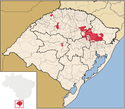 Municipalities where Talian is co-official in Rio Grande do Sul, Brazil