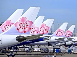 China Airlines aircraft lineup at Taoyuan International Airport