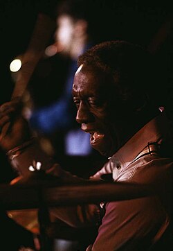Blakey performing at the Umeå jazz festival in Sweden in 1979