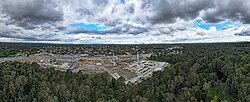 The Northeast Link works around Yarra Flats Park. April 2024.