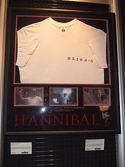 Lecter T-shirt worn by Hopkins in Hannibal on display at the London Film Museum