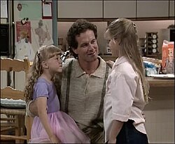 John Posey as Danny Tanner in the unaired pilot (shown with Sweetin and Cameron as Stephanie and D. J.)