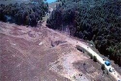 The Stonycreek Township crash site of Flight 93, one of four planes hijacked in the September 11 attacks; the site is now a national memorial. Flight 93 passengers wrestled with al-Qaeda terrorist hijackers for control of the plane, preventing it from being flown into the White House or U.S. Capitol.[81]