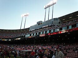 Press box at Candlestick Park, San Francisco.