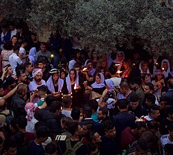 Pilgrims celebrating the Yazidi new year festival at Lalish