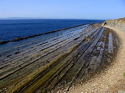 Abrasion platform in the Parque Natural del Estrecho, at the Strait of Gibraltar coast in Andalusia, Spain
