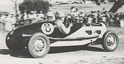 Race winner Jack Phillips (Ford V8) contesting the 1940 South Australian Hundred on the Lobethal Circuit