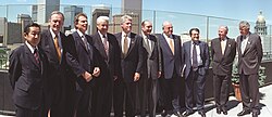 Clinton (center) with other world leaders attending the first G8 Summit, 1997