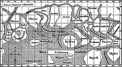 Early Schiaparelli map, from an 1888 encyclopedia.