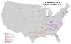 Map of the FCS football programs, 2024