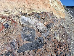 Ancient debris flow deposit at Resting Springs Pass, California