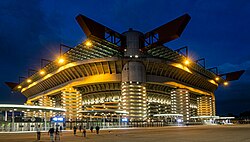 San Siro Stadium, home of AC Milan and Inter Milan, is Italy's biggest stadium and has a capacity of 80,000.