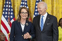 Giffords being awarded the Presidential Medal of Freedom by President Joe Biden in July 2022