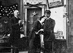 A still from Saved from the Titanic (1912), which featured survivors of the disaster. It is now among those considered a lost film.