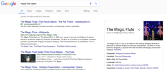 A Google search result for the phrase "magic flute opera"
