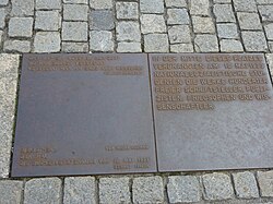 Plaque at Bebelplaz commemorating Nazi book burning, 10 May 1933