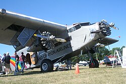 Grand Canyon Airlines Ford Trimotor with wing baggage compartment open