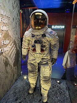 Armstrong's space suit on display at the National Air and Space Museum in its new exhibit