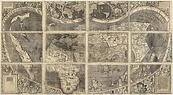 World map of German cartographer Martin Waldseemüller (Germany, 1507), which first used the name America[24]