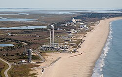 The Mid-Atlantic Regional Spaceport and, in the background, NASA's Wallops Flight Facility as seen in September 2012