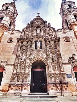 Novohispanic Baroque façade of the Guadalupe Church