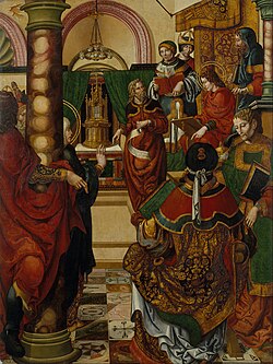 Jesus amongst the Doctors of the Law, Master of Sigena, active at the Monastery of Santa María de Sigena, 1515–1519 (current location: Museu Nacional d'Art de Catalunya)