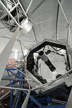 The Keck II telescope gathers light by using 36 segmented hexagonal mirrors to create a 10 m (33 ft) aperture primary mirror