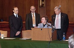 Senator Mikulski joins Senator Kit Bond and actor David Hyde Pierce in promoting awareness of Alzheimer's disease.