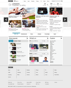 The BBC Online homepage in 2011