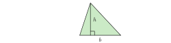 Triangle area A = b ⋅ h 2 {\displaystyle A={\tfrac {b\cdot h}{2}}}