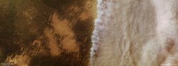 Orbital view of a Martian dust storm