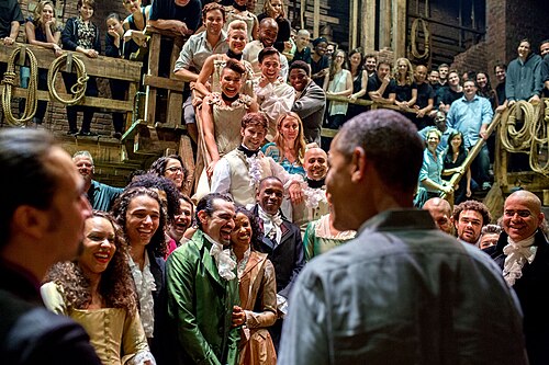 The cast of Hamilton meets President Obama in 2015