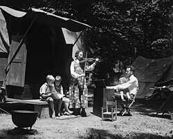 Charles Seeger, his first wife, Constance, and their three sons on a camping trip (May 23, 1921).