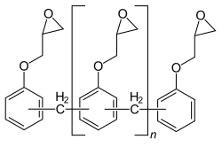 General structure of epoxyphenol novolak with n usually in the range from 0 to 4. The compound is present in the form of various constitutional isomers.