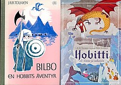Swedish and Finnish book covers of The Hobbit illustrated by Tove Jansson