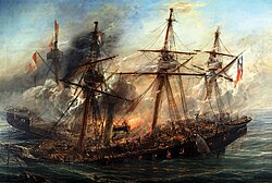 Naval Battle of Iquique during the War of the Pacific (1879–1884).