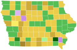 Yellow for Hillary Clinton, Green for Bernie Sanders