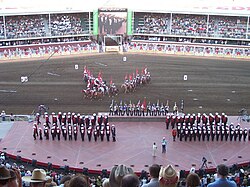 The Calgary Stampede field with marching band onstage in Calgary, Alberta, 2007