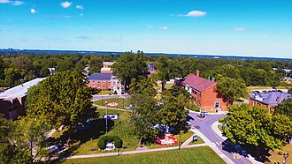An aerial view of Saint Augustine's University's campus in 2018