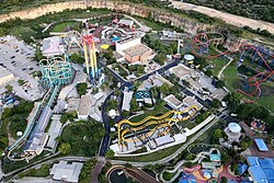 Aerial view of Six Flags Fiesta Texas