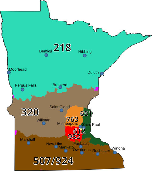 Minnesota numbering plan areas and area codes