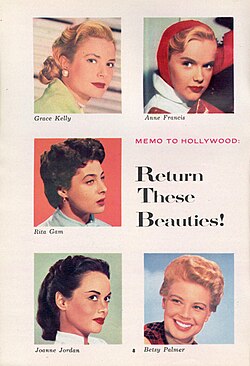 Kelly (top row, left) in TV Guide, October 30, 1954